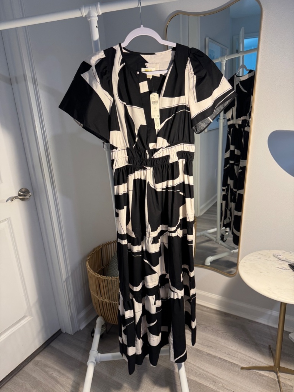 Anthropologie Maeve Somerset Maxi Small Petite Black and White